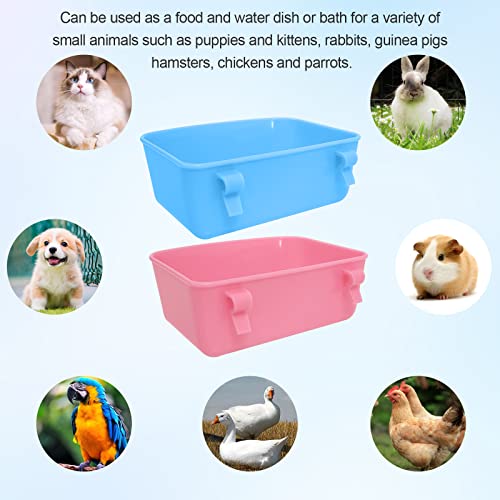 6 Pack Feeder (Blue, Pink), Hanging Feeder,Food and Water Container, Bath Water Bowl Universal for Birds Hamsters Mice Rats Rabbit Guinea Pig Small Pets (S) (S) - size: S