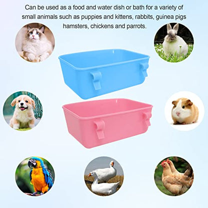 6 Pack Feeder (Blue, Pink), Hanging Feeder,Food and Water Container, Bath Water Bowl Universal for Birds Hamsters Mice Rats Rabbit Guinea Pig Small Pets (S) (S) - size: S