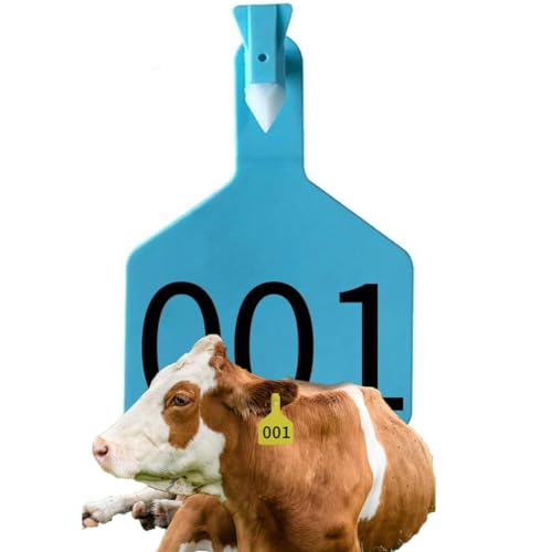 Z Tags One-Piece Cattle Ear Tags TPU Blank Livestock Animal Identification with Professional Animal Ear tag applicator for Cattle,Sheep Goat, Pig Blue 250-300 - color: Blue, size: 250-300