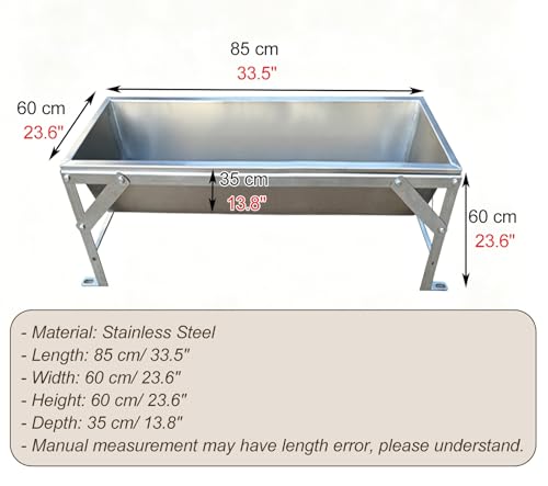 Anti-waste Livestock Hay Feeder, High Capacity Pasture Feeding Equipment for Poultry, Pasture Horse Trough with Stainless Steel Bracket(85x60xH60cm/33.5x23.6x23.6in) - size: 85x60xH60cm/33.5x23.6x23.6in