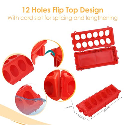 HEEPDD Plastic Chick Feeder and Waterer Kit, 2 Pack Small Poultry Bird Drinking Feeding Set with 12 Holes, 140ML Capacity for Baby Chicks Duck Quail