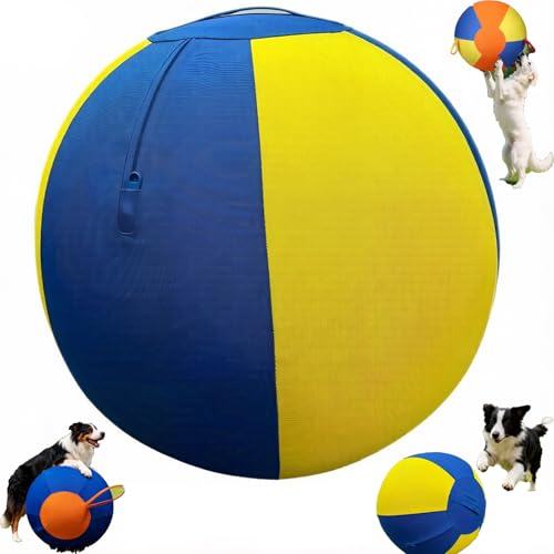 Herding Ball Indestructible for Dogs Horses,Giant Tear-Resistant Inflatable Herding Ball for Dogs Large with Protective Nylon Cover and Air Pump,Inflatable Pet Training Balls (Type A 45cm Dia.) - color: Type A 45cm Dia.