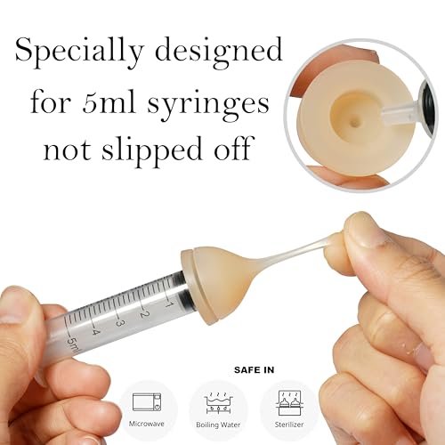Doggiema Silicone Feeding Nipple and Syringes for Newborn Kittens, Puppies, Rabbits, Small Animals, Bubble Milk Bowl (3 Size Nipple+3 Syringes) - size: Replacement Nipple (5 Nipple+3 Syringes)