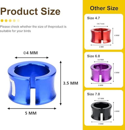 Open Bird Foot Ring, Aluminum Alloy Split Bird Leg Ring for Parrots,Hibiscus,Peonies,Pigeons (4mm,50pcs - color: ID4.0, size: Open