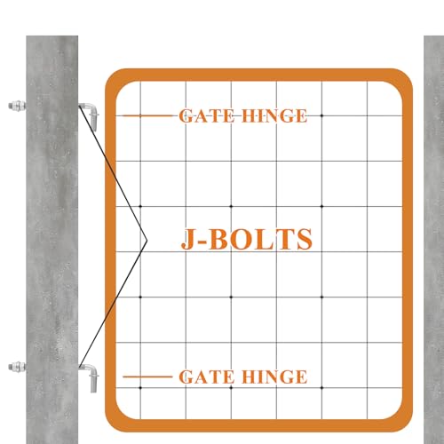 LANIAKEA 4PCS 8" J Bolt Gate Hinge J-Bolt Chain Link Fence Gate Hinge Heavy Duty Threaded Hinges for Cattle Corral Panels