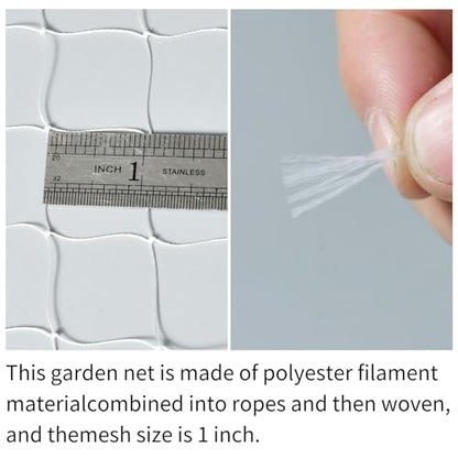6'x50' White Polyester Bird Netting with 1" Square Mesh, Strong and Durable Chicken Coop Roof Netting, Protect Your Poultry from Hawks, Great for Gardens, Fences and Fruit Tree - size: 6X50FT-1''