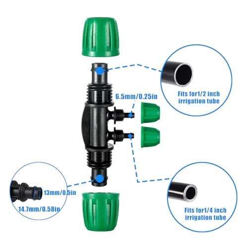 10 Pcs 1/2 to 1/4 inch Garden Hose Tubing Irrigation Fittings,4-Way Anti-Leak 1/2'' to 1/4'' Locked Barbed Drip Irrigation Tee Connectors (1/2"IDx0.6-0.63"OD) 1/2'' to 1/4'' Irrigation Tubing Fitting - size: 10 PCS 1/2" to 1/4" 4-Way Connectors