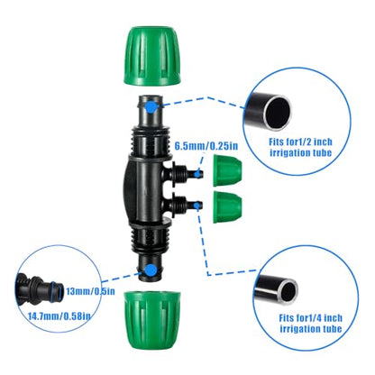 10 Pcs 1/2 to 1/4 inch Garden Hose Tubing Irrigation Fittings,4-Way Anti-Leak 1/2'' to 1/4'' Locked Barbed Drip Irrigation Tee Connectors (1/2"IDx0.6-0.63"OD) 1/2'' to 1/4'' Irrigation Tubing Fitting - size: 10 PCS 1/2" to 1/4" 4-Way Connectors