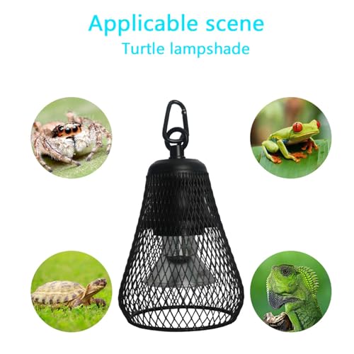 Reptile Lamp Guard, Metal Heat Lamp Cage with Dimming Switch and Chew Resistance Springs, for Turtles Lizards Snakes Chicks Bulbs up to 4.7 Inches 100W (US Plug)