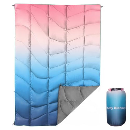 Outdoor Puffy Camping Blanket, Lightweight Down Alternative Puffy Printed Camping Large Ultra Warm Hammock Top Quilt Waterproof Blanket for Traveling Picnic Beach Party Cold Weather (Arizona Fade) - color: Arizona Fade