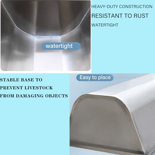 40in 59in 79in Large Water Troughs for Livestock, Horse Duty Watering & Feeding Trough Portable Farm Animal Feeder, 2 in 1 Livestock Feed Trough, Large Capacity Livestock Water,Silver,100cm - size: 100cm