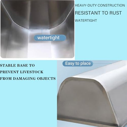 40in 59in 79in Large Water Troughs for Livestock, Horse Duty Watering & Feeding Trough Portable Farm Animal Feeder, 2 in 1 Livestock Feed Trough, Large Capacity Livestock Water,Silver,200cm - size: 200cm