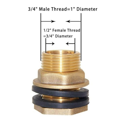 Joywayus 10PCS 1/2 Stainless Steel Automatic Pig Nipple Water Drinker Feeder Waterer + 10PCS 1/2 Female to 3/4 Male Brass Water Tank Connector Bulkhead Fitting Kit for Sows Piglets Drinking