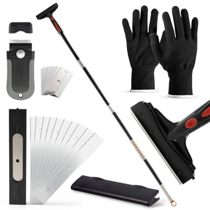 Gomake Floor Scraper Heavy Duty 6" Wide Razor Blade Scraper Tool with Adjustable 17‘’-59" （1.4ft- 4.9ft） Long Handle