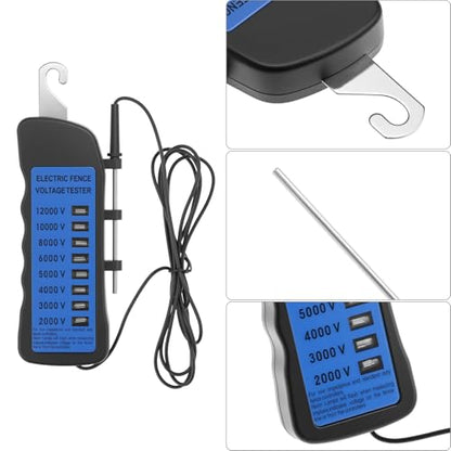 QWORK Electric Fence Voltage Tester, 12KV Fence Tester, 8 Neon Lights Testing Tool, Fault Finder for Farms
