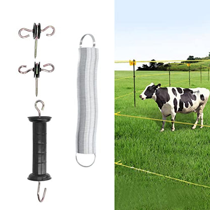 5 Meters Electric Fence Gate Kit Iron Animal Spring Gate Kit Handle Insulated Spike pp Livestock Resilient Spring Gate Handle Set