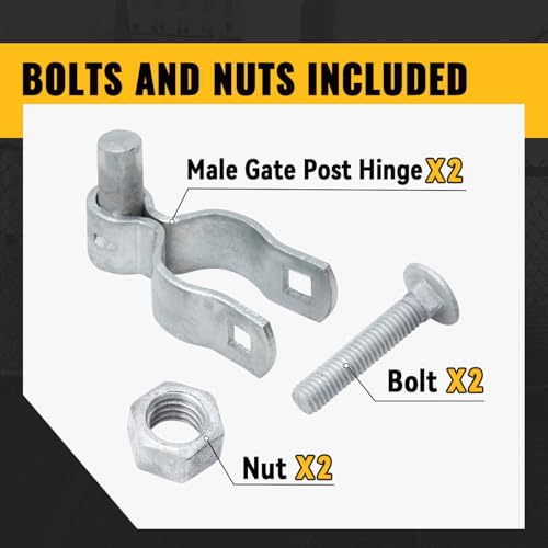 VIVIDA 1-3/8" Chain Link Gate Hinge, Galvanized Male Post Hinge, for 1-3/8" OD Post, Chain Link Fence Hardware, 2 PCS - size: 1-3/8" (2 PCS)