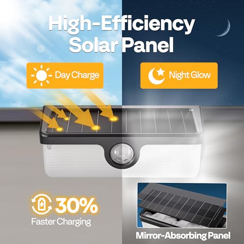 VIVOHOME Linkable Solar Lights Outdoor, 2500LM Motion Sensor Wall Lights with Diffuser for Extra Wide Lighting, IP65 Waterproof, Solar Powered for Fence Garden, Patio, Porch, Yard, 6 Pack - size: 6 Pack