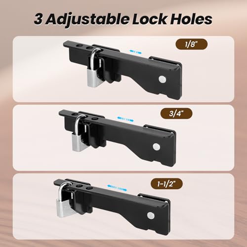 Kryonix 7.5" Flip Gate Latch Lock with 3 Padlock Hole, Heavy Duty Carbon Steel Door Latch for Outdoor Wooden Fence, 180° Adjustable Double Gate Latch for Sliding Swing Open Gate,Barn Door - size: 1PCS-Upgraded