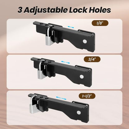 Kryonix 7.5" Flip Gate Latch Lock with 3 Padlock Hole, Heavy Duty Carbon Steel Door Latch for Outdoor Wooden Fence, 180° Adjustable Double Gate Latch for Sliding Swing Open Gate,Barn Door - size: 1PCS-Upgraded