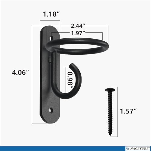NACETURE Bucket Hooks for Horse Stalls – Anti-Tip Design Feed & Water Bucket Holders, Heavy Duty Stable Barn Fence Accessories – Black Metal Hangers for Horses