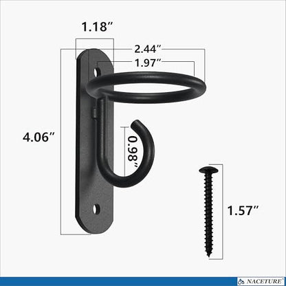 NACETURE Bucket Hooks for Horse Stalls – Anti-Tip Design Feed & Water Bucket Holders, Heavy Duty Stable Barn Fence Accessories – Black Metal Hangers for Horses