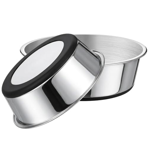 2 Pcs Stainless Steel Dog Bowls, 64oz/8 Cups Anti Rust Metal & Non Slip Rubber Base, Heavy Duty Large Feeding Dishes, Food Grade BPA Free, Food and Water Bowl for Large Dogs