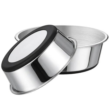 2 Pcs Stainless Steel Dog Bowls, 64oz/8 Cups Anti Rust Metal & Non Slip Rubber Base, Heavy Duty Large Feeding Dishes, Food Grade BPA Free, Food and Water Bowl for Large Dogs