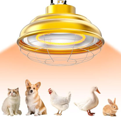 600 Watt Large Heat Lamp for Chicken Coop, Hanging Chicken Coop Heater, Carbon Fiber Bulb Waterproof Coop Heater with 2 Heating Levels, Chicken Warmer Lamp for Indoor Poultry Pet Livestock Greenhouse - size: Large Coop Heater