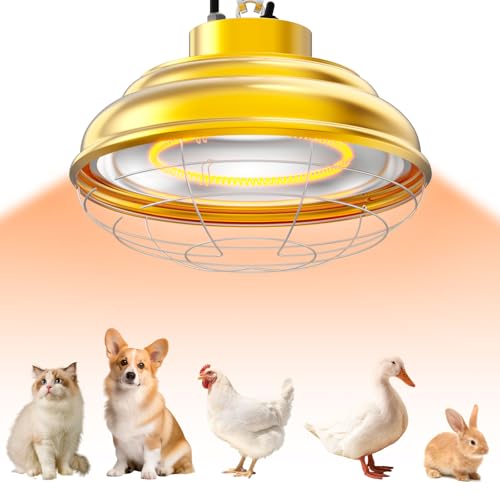 600 Watt Large Heat Lamp for Chicken Coop, Hanging Chicken Coop Heater, Carbon Fiber Bulb Waterproof Coop Heater with 2 Heating Levels, Chicken Warmer Lamp for Indoor Poultry Pet Livestock Greenhouse - size: Large Coop Heater