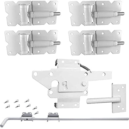 Vinyl Fence Gate Double Gate Hardware Kit White (for Vinyl, PVC etc Fencing) - Double Fence Gate Kit has 4 Hinges, 1 Latch, and 1 Drop Rod - size: White Double Gate Kit
