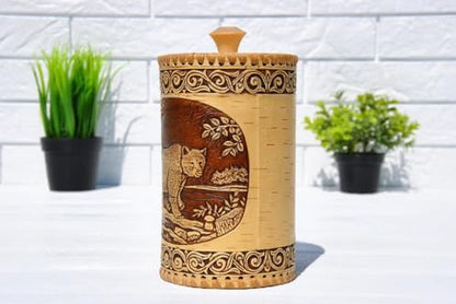 STP GOODS Birch Bark Container, Storage container, Kitchen Container Money to the House Birch Bark (Bear) - color: Bear