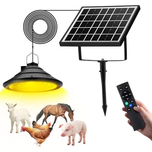 Solar Chicken Coop Light with Timer | Three-Color Dimmable LED, IP66 Waterproof Hanging Ceiling Pendant Light Suitable for Poultry Farms,Coops,Patio,Camping,Garage etc - color: 1pcs