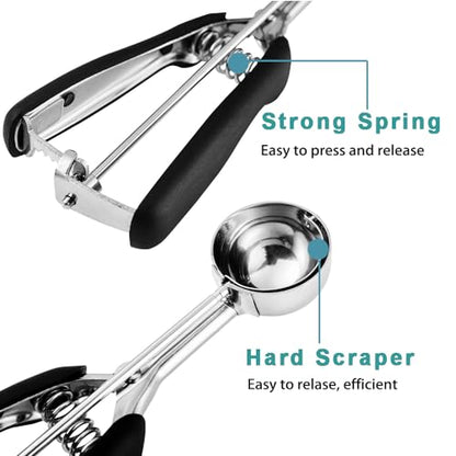 HOMURE H Mini Cookie Scoop, 1 Tsp Cookie Scoops for Baking, Melon Baller Scoop, 1 inch Cookie Scoop, Mini Ice Cream Scoop, Good Soft Grips, Smooth Trigger Release - color: Black, size: #110/ 1 Tsp