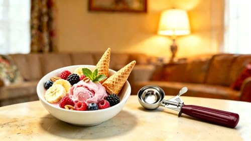 TOPKITCHEN Commercial-Grade Ice Cream Scoop 1.33 oz, 18/8 Stainless Steel Cookie Scoop with Plastic Handle, Portion Control Disher Scoop for Bakeries, Restaurants & Dessert Shops, #24, Red - size: 1.33 oz - Red