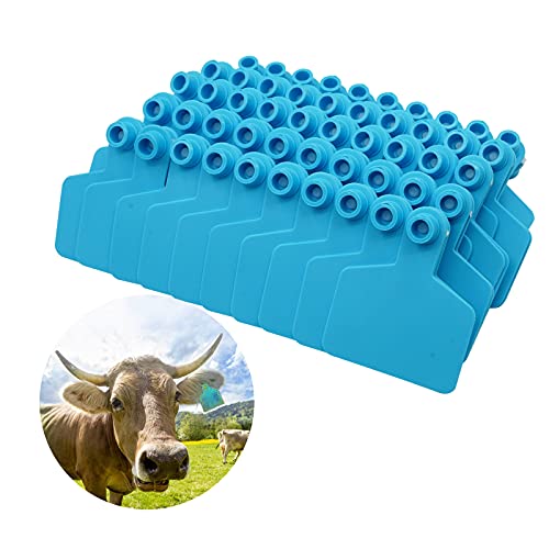 Blank Ear Tags Livestock Ear Tags for Cattle Goats Sheep Pigs Hogs Cows Calf Livestock Pack of 100 (Blue) - color: Blue