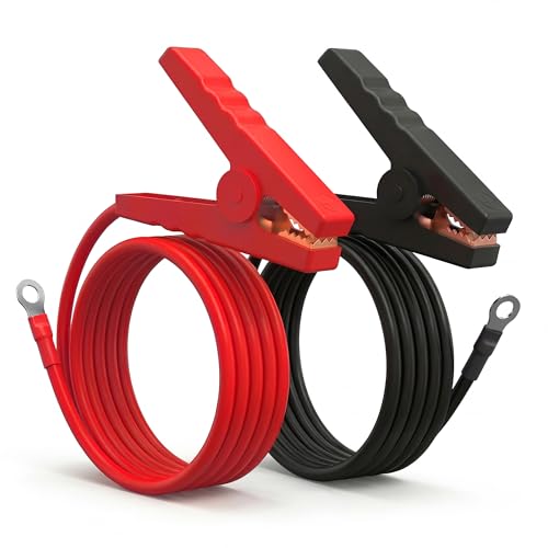 Electric Fence Jumper Leads with Alligator Clips 6.6ft - 10,000V Rated Tinned Copper Wire Connectors with Premium TPU Insulated Cables for Fence Energizer, Solar Charger, Electric Fence - 1 Set - size: 1 Set (Red + Black Leads)