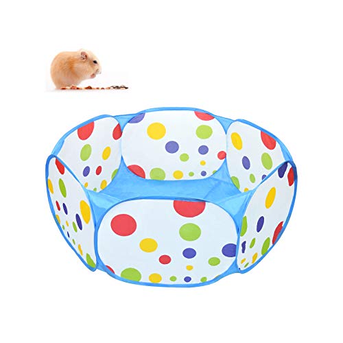 WishLotus Small Animal Playpen, Portable Outdoor Pet Exercise Fence Pop-Up Metal Wire Yard Fences, Foldable Pet Tent Play Pen for Guinea Pig, Hamster, Chinchillas and Hedgehogs, Rabbits (Blue) - color: Blue