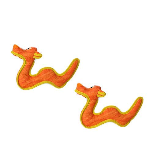 Tuffy® - DuraForce® : 2 Pack Dragon Dog Toy: Ultra Durable Plush Toy with Multiple Layers & Reinforced Seams, Washable and Floats, DuraForce® Construction - color: 2PK Orange Dragon