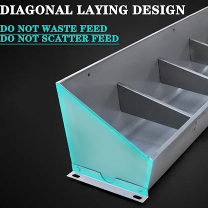 20in 40in 60in 80in Hog Feeder Livestock Feed Trough Automatic Pig Feeder Heavy Duty Stainless Steel, Separated Fence Feeder Trough, Multipurpose Livestock Trough for Pig Horse,Silver,100cm - size: 100cm