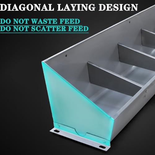 40in / 59in / 79in Livestock Feed Trough Heavy Duty Stainless Steel Pig Feeder, Separated Fence Feeder Trough with Visable Feed Design Thickened Multipurpose Trough Creep Feeder,Silver,200cm - size: 200cm