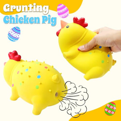 Squeaky Pig Dog Toys, Rubber Pig Dog Toys for Small, Medium & Large Dogs, Durable Interactive Latex Squeaky Chew Toys - color: Yellow