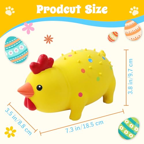 Squeaky Pig Dog Toys, Rubber Pig Dog Toys for Small, Medium & Large Dogs, Durable Interactive Latex Squeaky Chew Toys - color: Yellow
