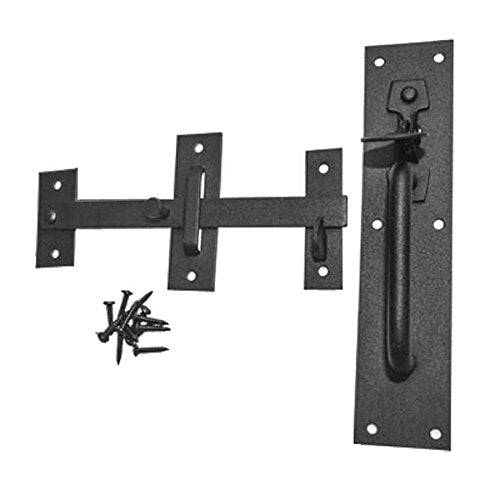 Renovators Supply Manufacturing Black Wrought Iron Norfolk Thumb Door Latch Powder Coat Finish with Mounting Hardware - color: Black Iron Norfolk 8", size: Pack of 1