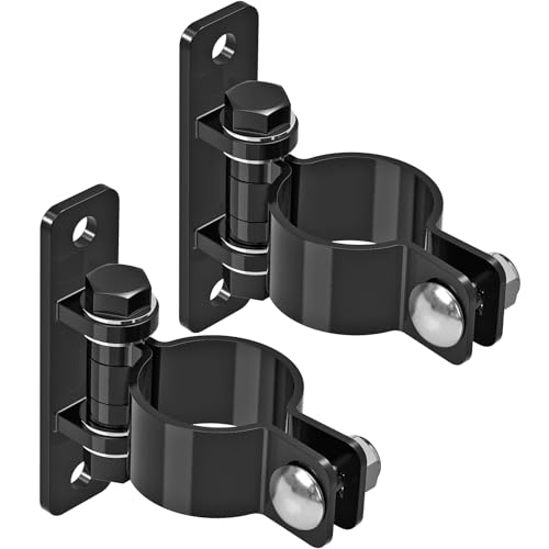 Insaga Gate Hinges Heavy Duty Carbon Steel Chain Link Fence Parts Electroplated Finish, Removable Bolts for Wall Mount, Fits 2-3/8'' Outer Diameter Pipes/Posts for Farm, Fence Gate (2Pack, Black) - size: 2-3/8''