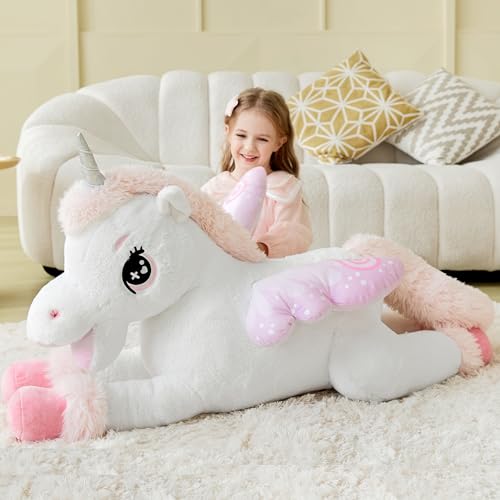 IKASA Giant Unicorn Stuffed Animal Plush Toy,Big Large Jumbo Soft Toys,43" Cute Huge Size Fluffy Plushy Fat Plushie,Gifts for Kids - style: Unicorn
