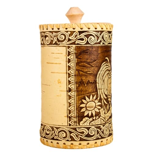 STP GOODS Birch Bark Container, Storage container, Kitchen Container Money to the House Birch Bark (Rooster) - color: Rooster