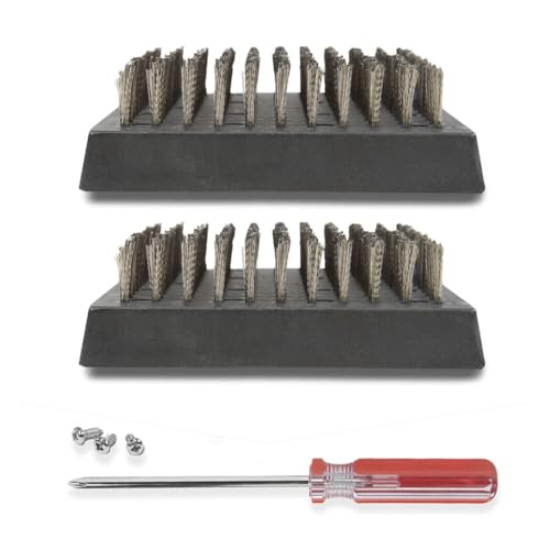 BBQ-AID 2-Pack Wire Grill Brush Replacement Heads, Grill Cleaning Bristle Brush - Screwdriver Included, for 2024 Model Grill Brush and Scraper. No Scratch Cleaning for Any Grill: Char Broil & Ceramic - color: Grill Brush Replacement Head