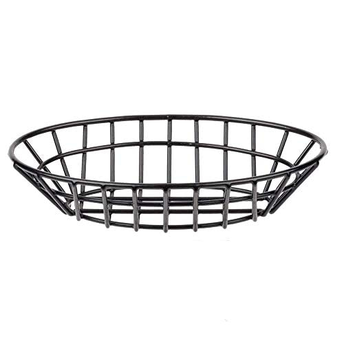 G.E.T. 4-34412 Black Oval Metal Wire Basket Iron Polyethylene Coated Wire Baskets Collection - color: Black, size: 9.75" x 6.25" x 2.25", style: Modern