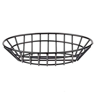 G.E.T. 4-34412 Black Oval Metal Wire Basket Iron Polyethylene Coated Wire Baskets Collection - color: Black, size: 9.75" x 6.25" x 2.25", style: Modern
